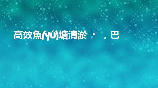 高效魚(yú)塘清淤，巴洛仕設(shè)備助力生態(tài)養(yǎng)殖